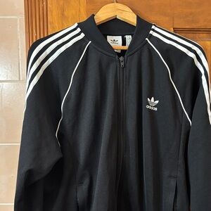 Adidas Black Bomber Jacket with White Stripes